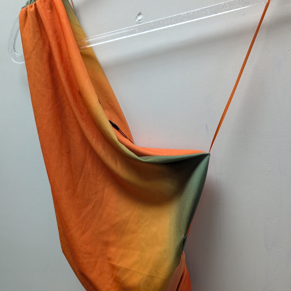Zara Orange and Green Color-Block Top - Picture 5 of 8